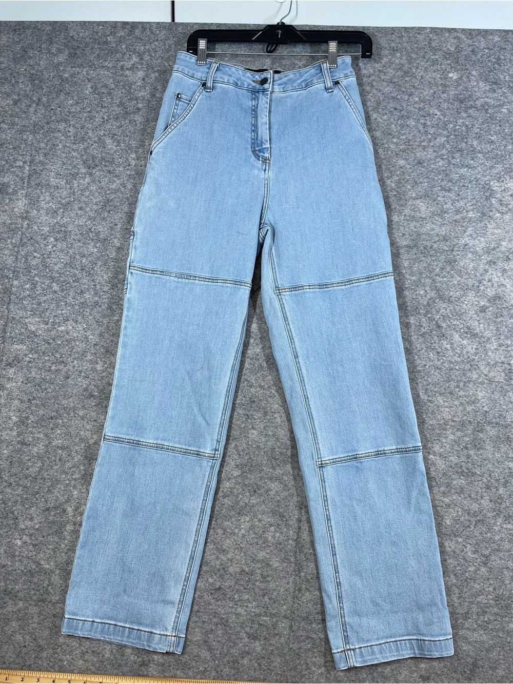 Wildfang Y2K Straight Leg Jeans Light Wash Small Utility Carpenter Denim Chic